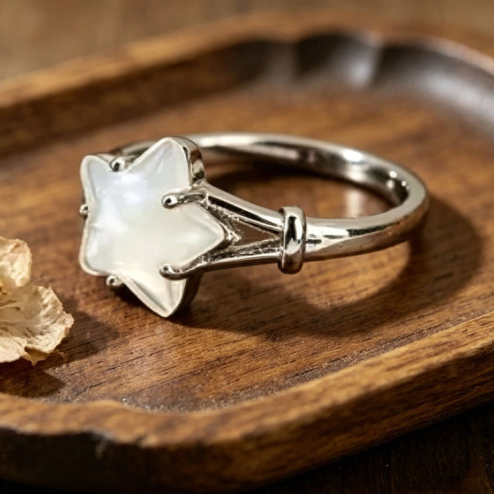 Star Shape Statement Ring Moonstone Inlaid Diamond Ring Minimalist Dainty Stackable Ring Elegant Daily Fashion Jewelry Gift For Women