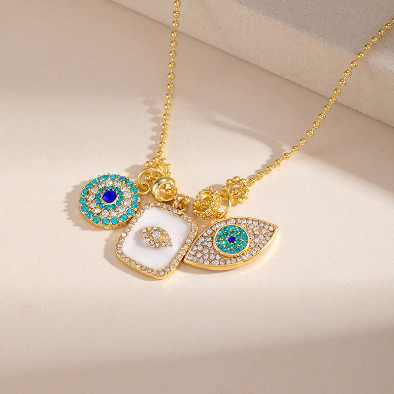 Evil Eye Diamond Necklace Women Luxury Minimalist Eye Pendant Collarbone Chain