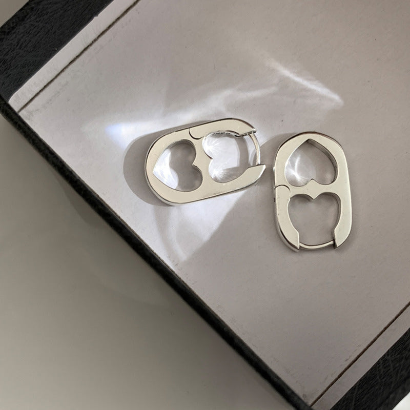 Hollow Heart Oval Hoop Earrings Minimalist Fashion Ear Jewelry
