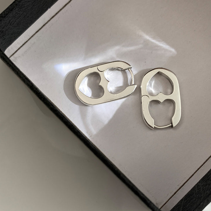 Hollow Heart Oval Hoop Earrings Minimalist Fashion Ear Jewelry