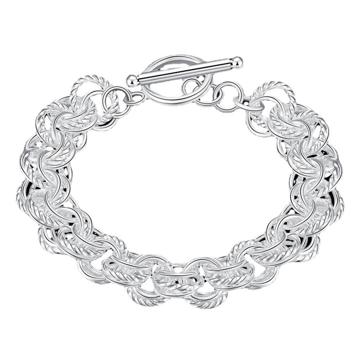 Vintage Interlocking Circle Chain Bracelet Hollow Carved Statement Bracelet Classic OT Clasp Wrist Jewelry For Women