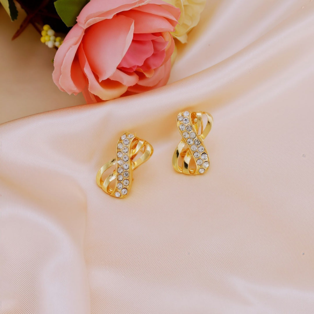 Diamond Twisted Interwoven Jewelry Set 4 Pcs Statement Necklace Bracelet Earring Ring Formal Wedding Bridal Jewelry For Women