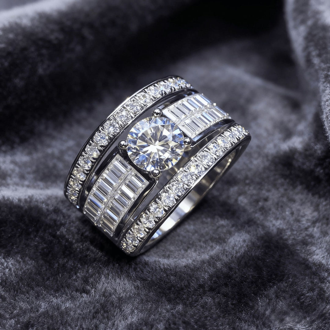 Round Diamond Statement Ring Vintage Bridal Wedding Band Luxury Engagement Ring For Women Men