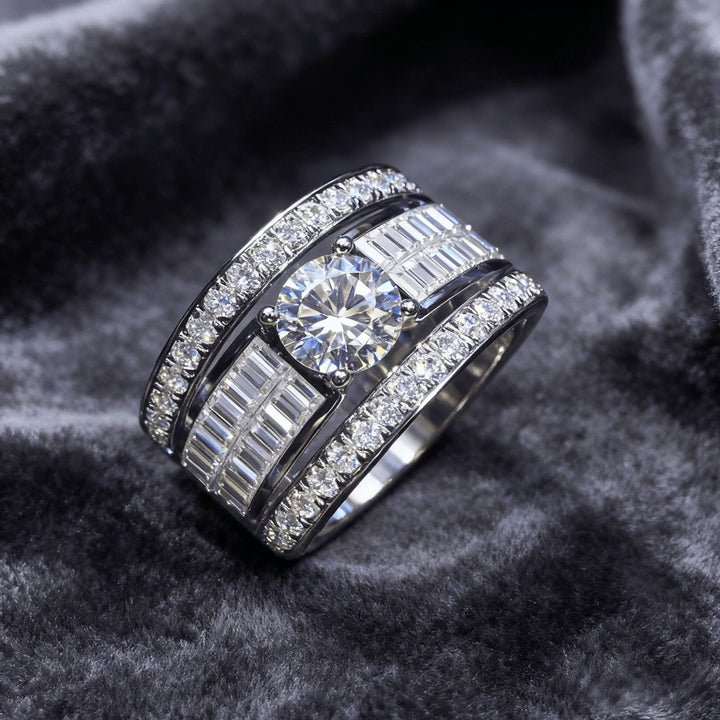 Round Diamond Statement Ring Vintage Bridal Wedding Band Luxury Engagement Ring For Women Men
