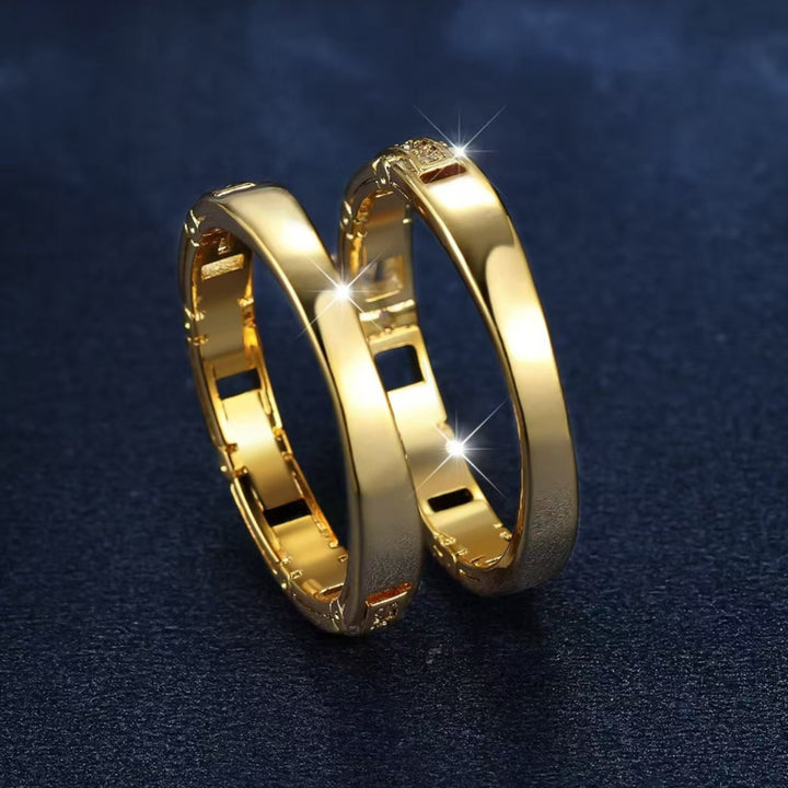 Women 2 Piece Stackable Ring Set Solitaire Statement Band Hollow Cutout Wedding Stack Ring Bridal Promise Anniversary Jewelry Gift
