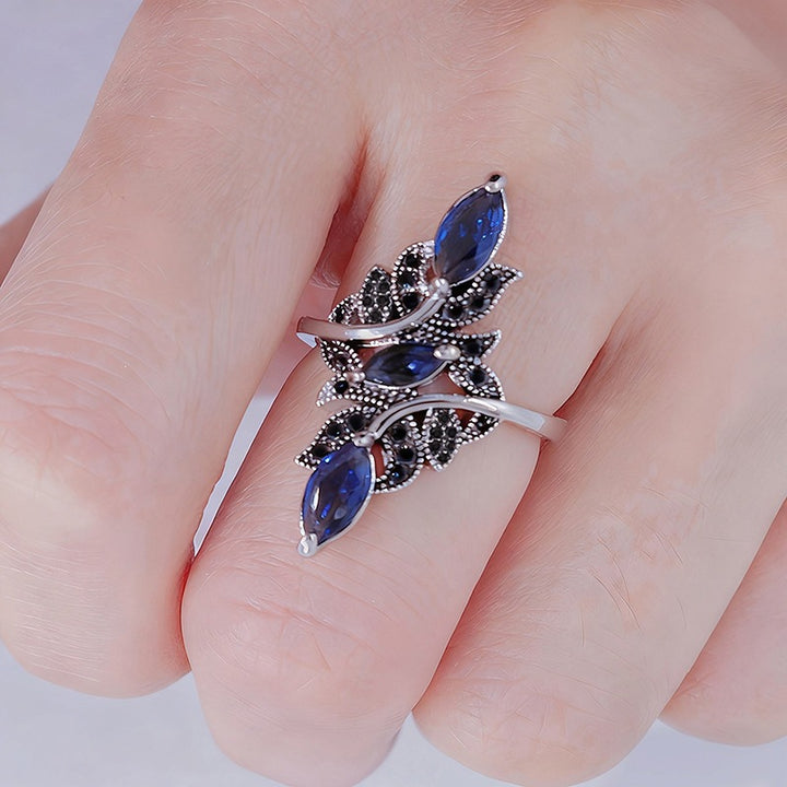 Leaf Shape Statement Ring Marquise Cut Gemstone Cocktail Ring Vintage Floral Design Ring Elegant Party Jewelry Anniversary Gift For Women