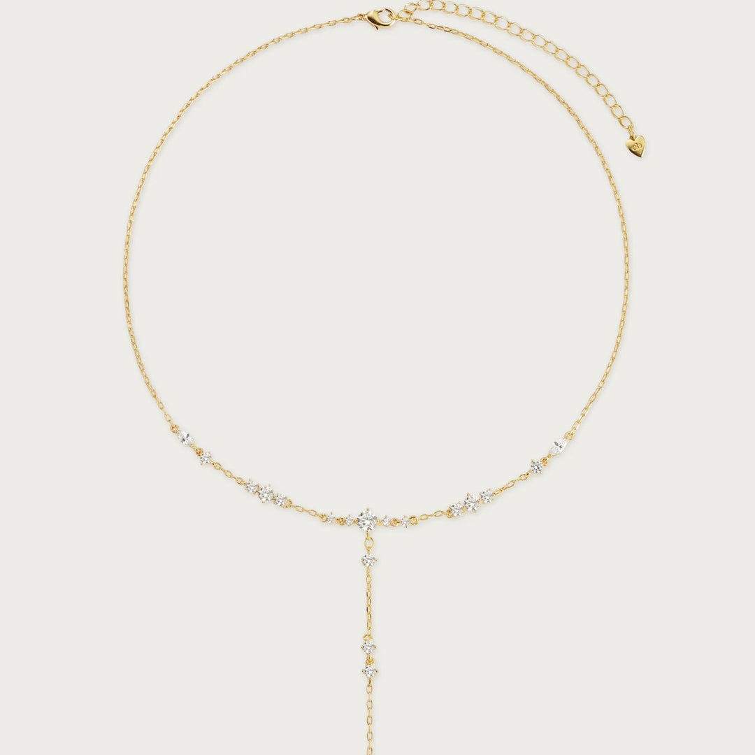 Diamond Y Drop Necklace Delicate Adjustable Lariat Chain Necklace For Women