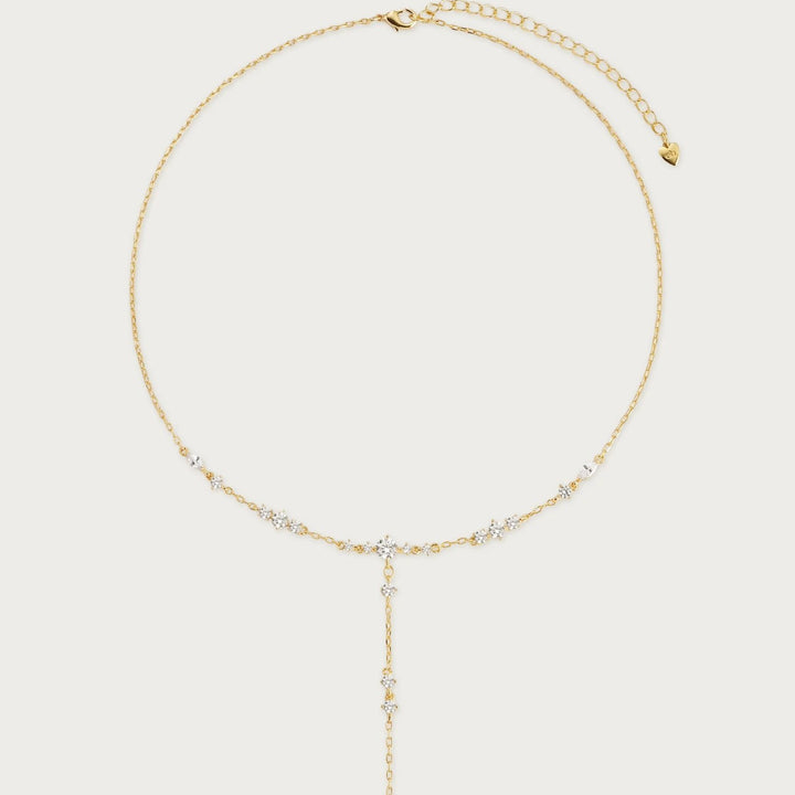 Diamond Y Drop Necklace Delicate Adjustable Lariat Chain Necklace For Women