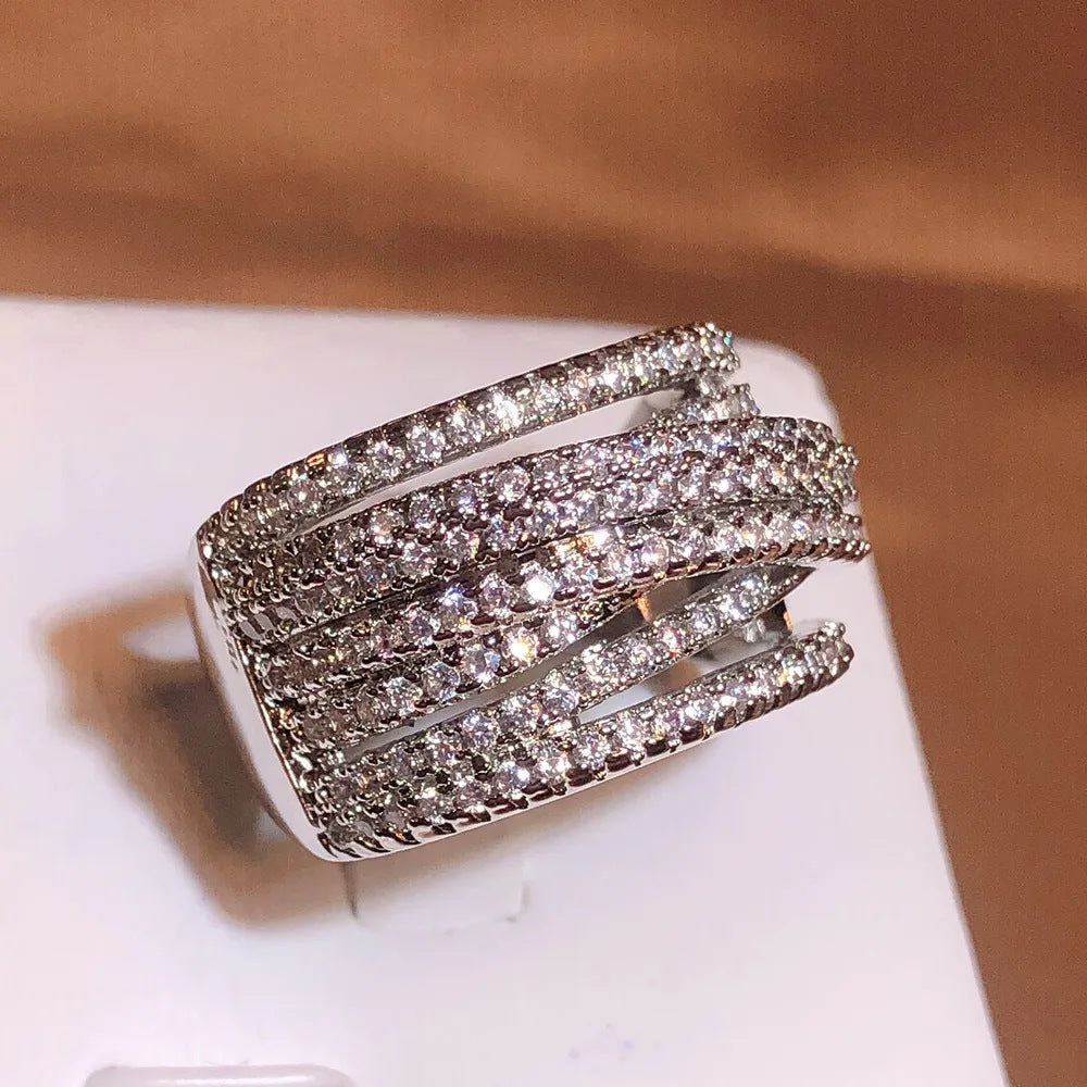 Hip Hop Geometric Multi-Layer Ring | Vintage Fashion Irregular Wrap Statement Ring