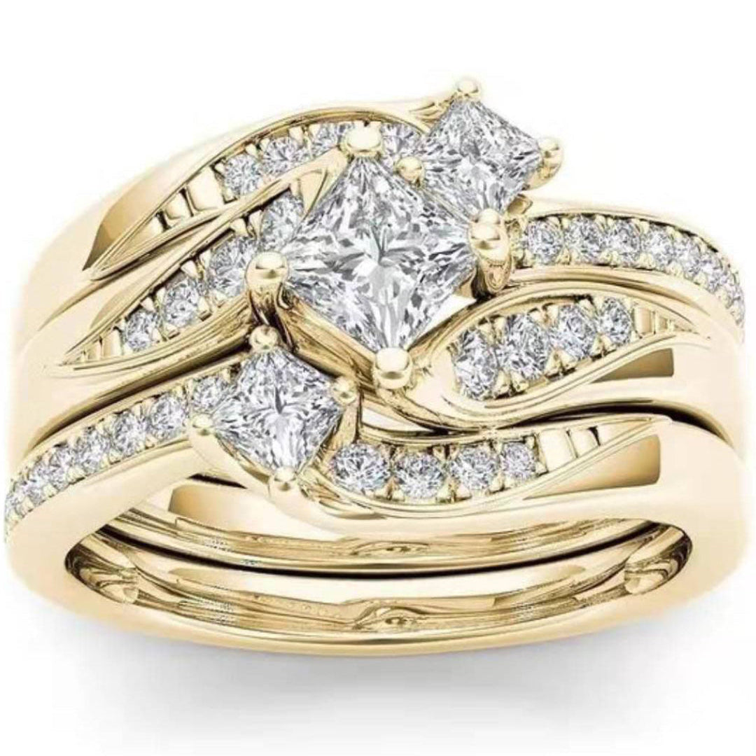 Princess Cut Diamond Stackable Ring Set For Women Twisted Band Wedding Engagement 3 In 1 Ring