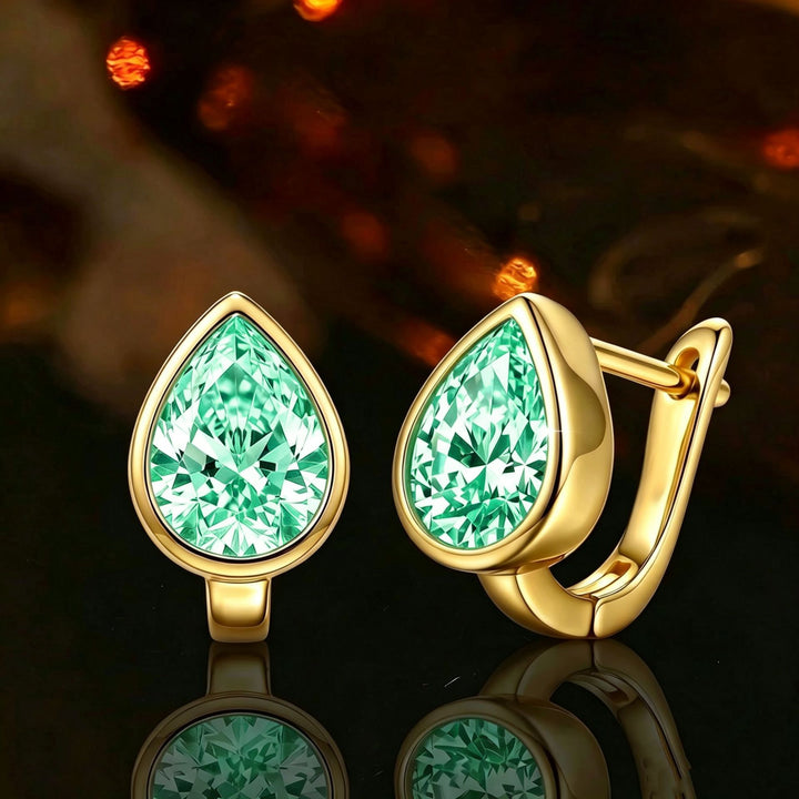 Pear‑Shaped Bezel‑Set Diamond Hoop Earrings Minimalist Luxury Earrings For Women