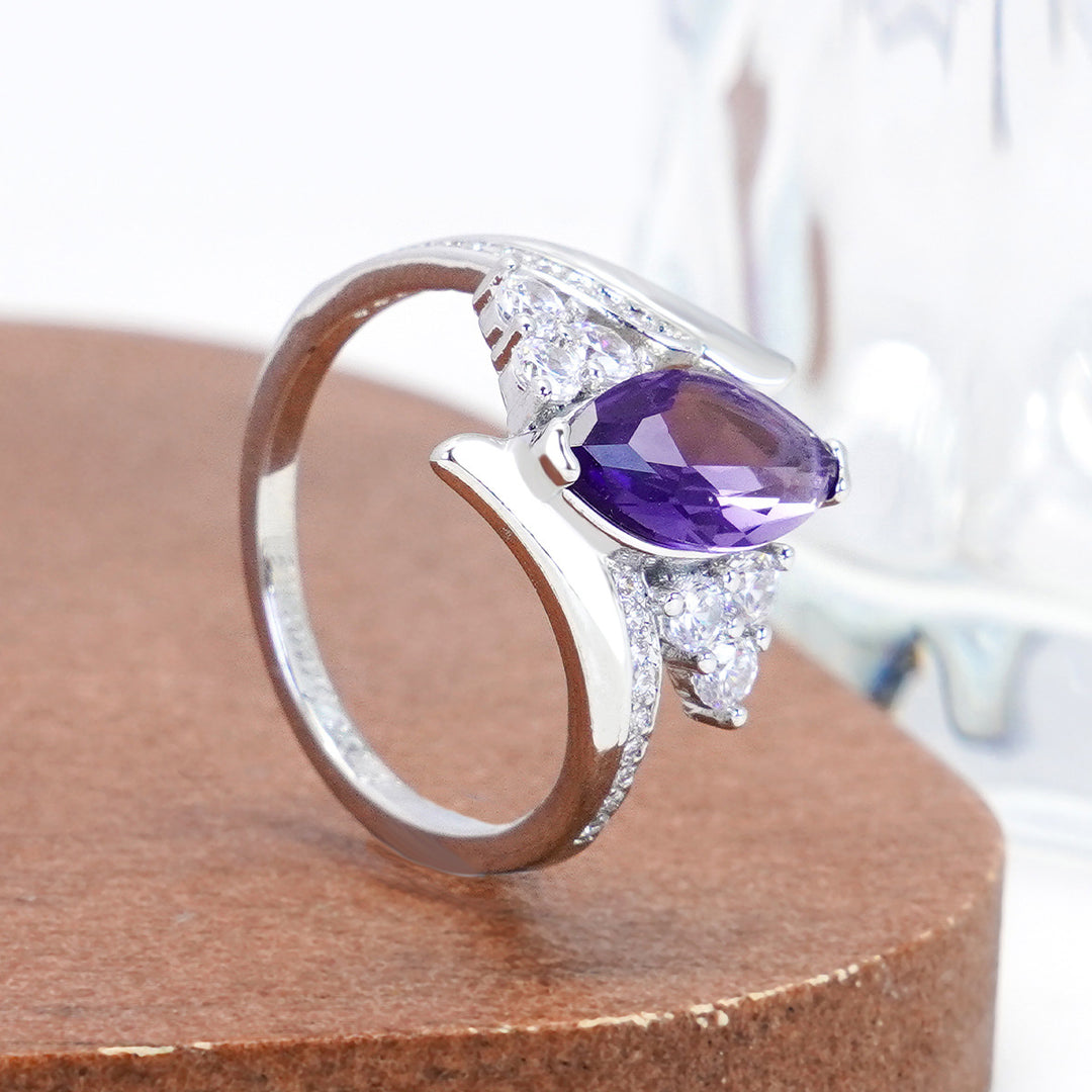 Marquise Cut Diamond Open Ring Elegant Split Shank Statement Ring For Women Fine Jewelry