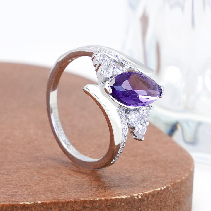 Marquise Cut Diamond Open Ring Elegant Split Shank Statement Ring For Women Fine Jewelry