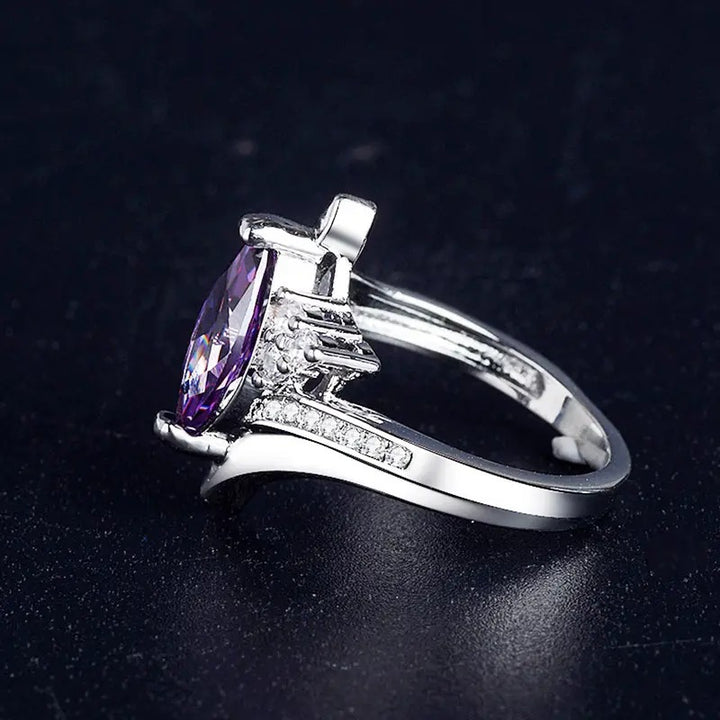 Luxury Layered Marquise‑Cut Purple Gemstone Statement Ring For Women