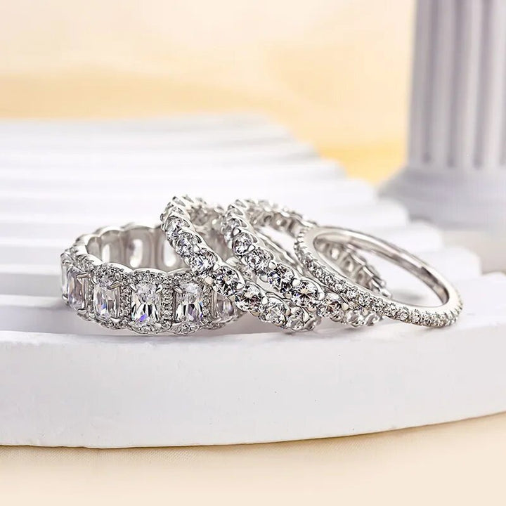 Stackable Full Eternity Band Jewelry Ring Multi Layer Sparkling Diamond Statement Wedding Stack Ring