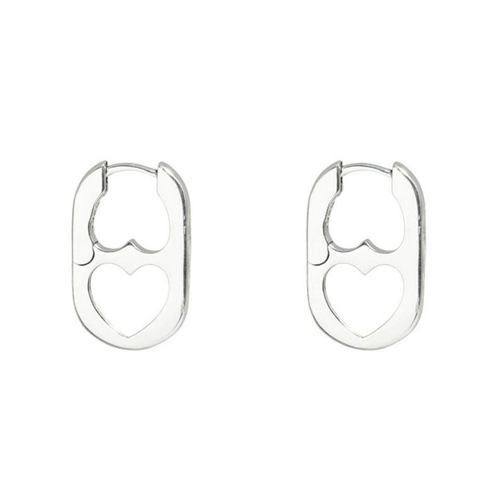 Hollow Heart Oval Hoop Earrings Minimalist Fashion Ear Jewelry