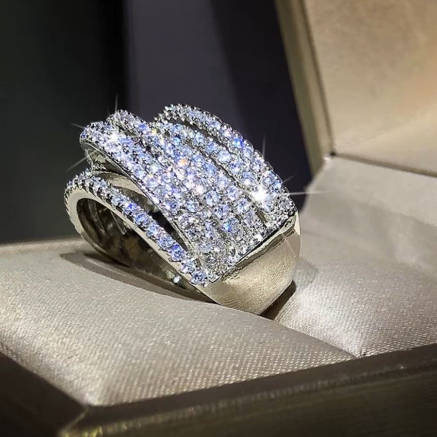 Hip Hop Geometric Multi-Layer Ring | Vintage Fashion Irregular Wrap Statement Ring