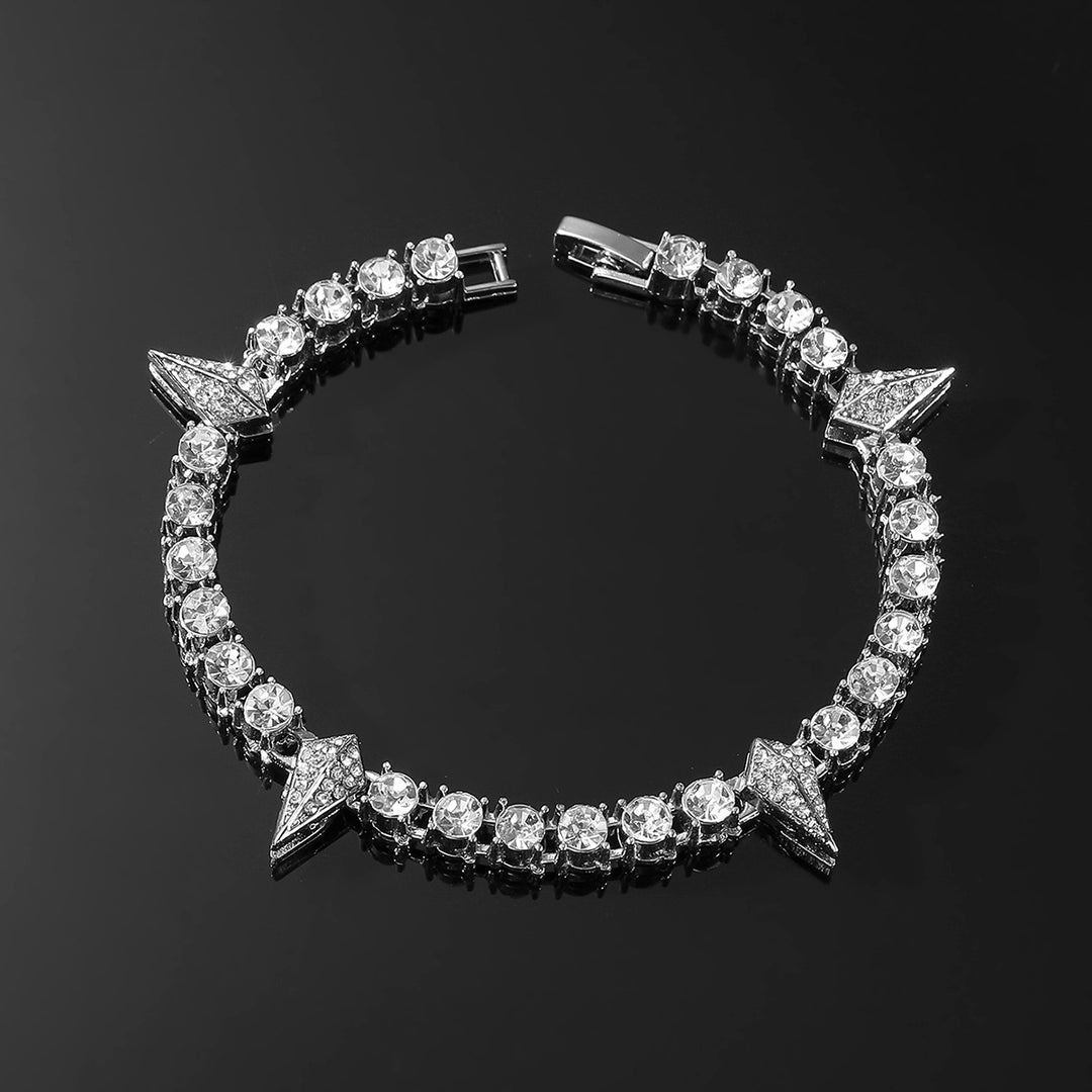Spike‑Design Full‑Pave Diamond Tennis Bracelet Hip‑Hop Trendy Diamond Jewelry