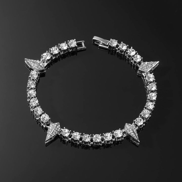 Spike‑Design Full‑Pave Diamond Tennis Bracelet Hip‑Hop Trendy Diamond Jewelry