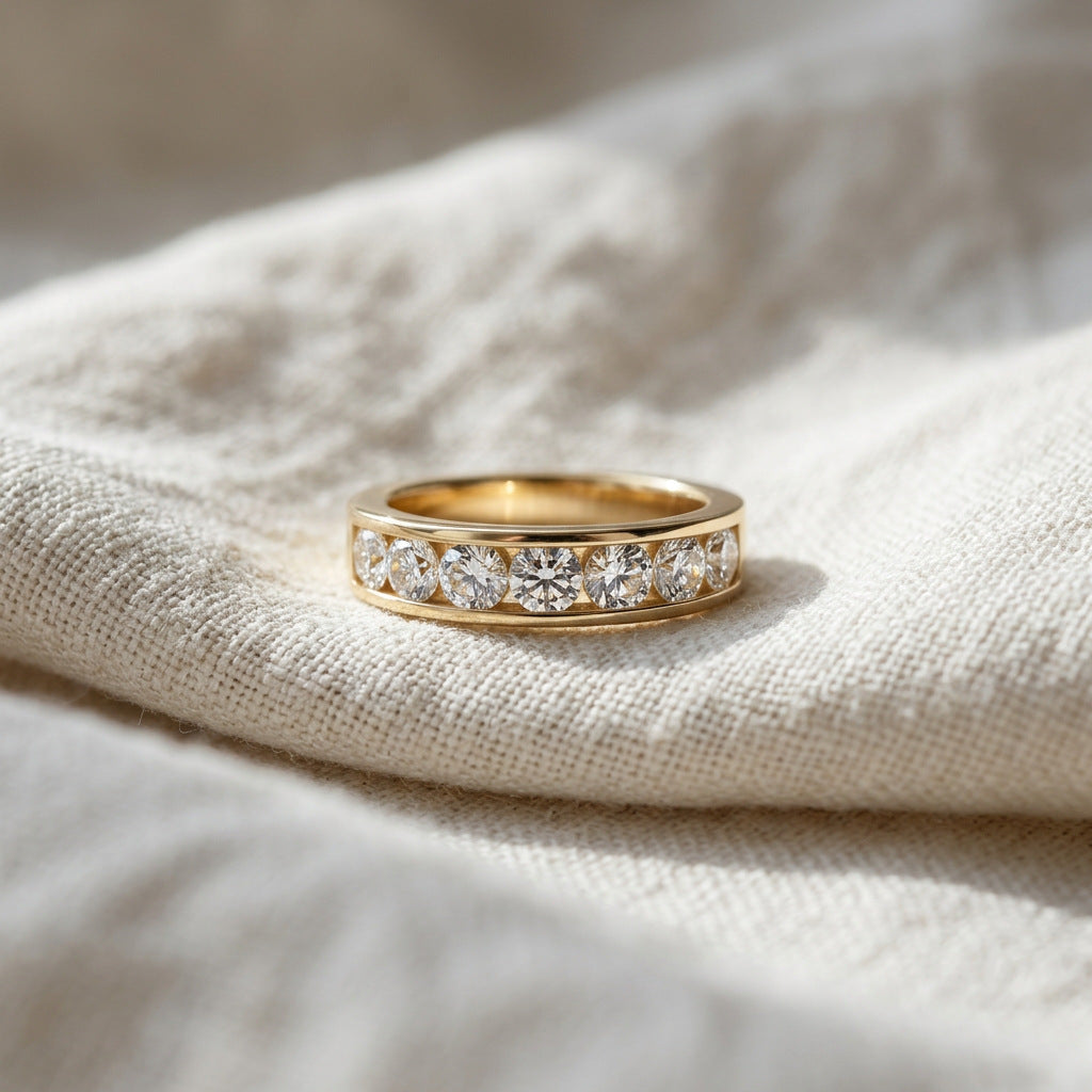Channel Set Diamond Eternity Band Ring For Men Women Classic Wedding Band