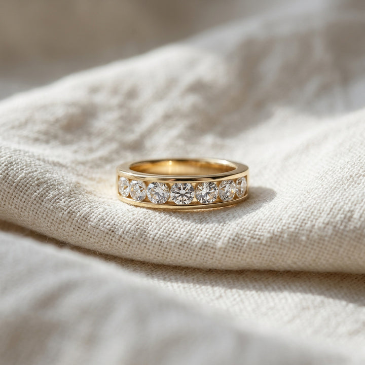 Channel Set Diamond Eternity Band Ring For Men Women Classic Wedding Band
