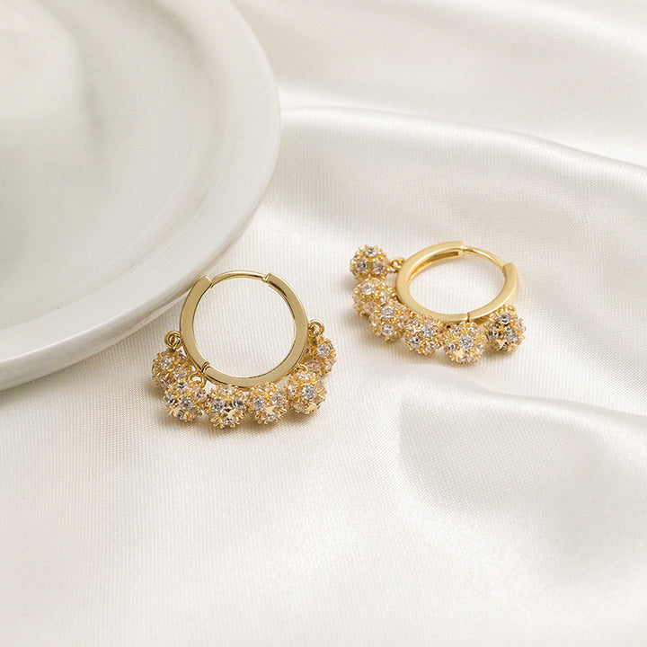Luxury Tassel Diamond Ball Huggie Earrings Dainty Dangle Women Earrings