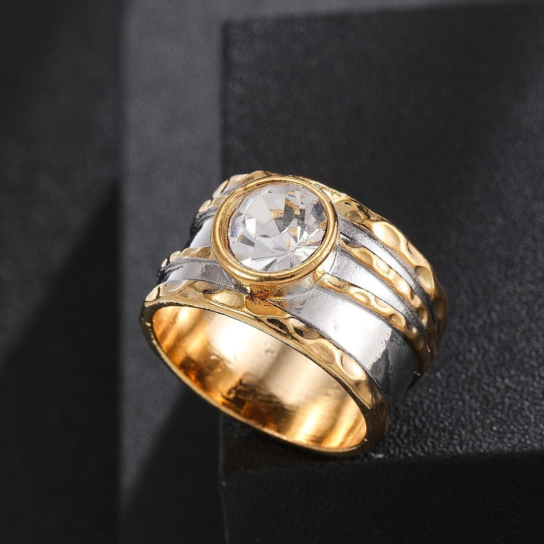 Wide Band Diamond Statement Ring Two Tone Unique Design Men's Ring Luxury Bold Fine Jewelry For Party Daily Wear