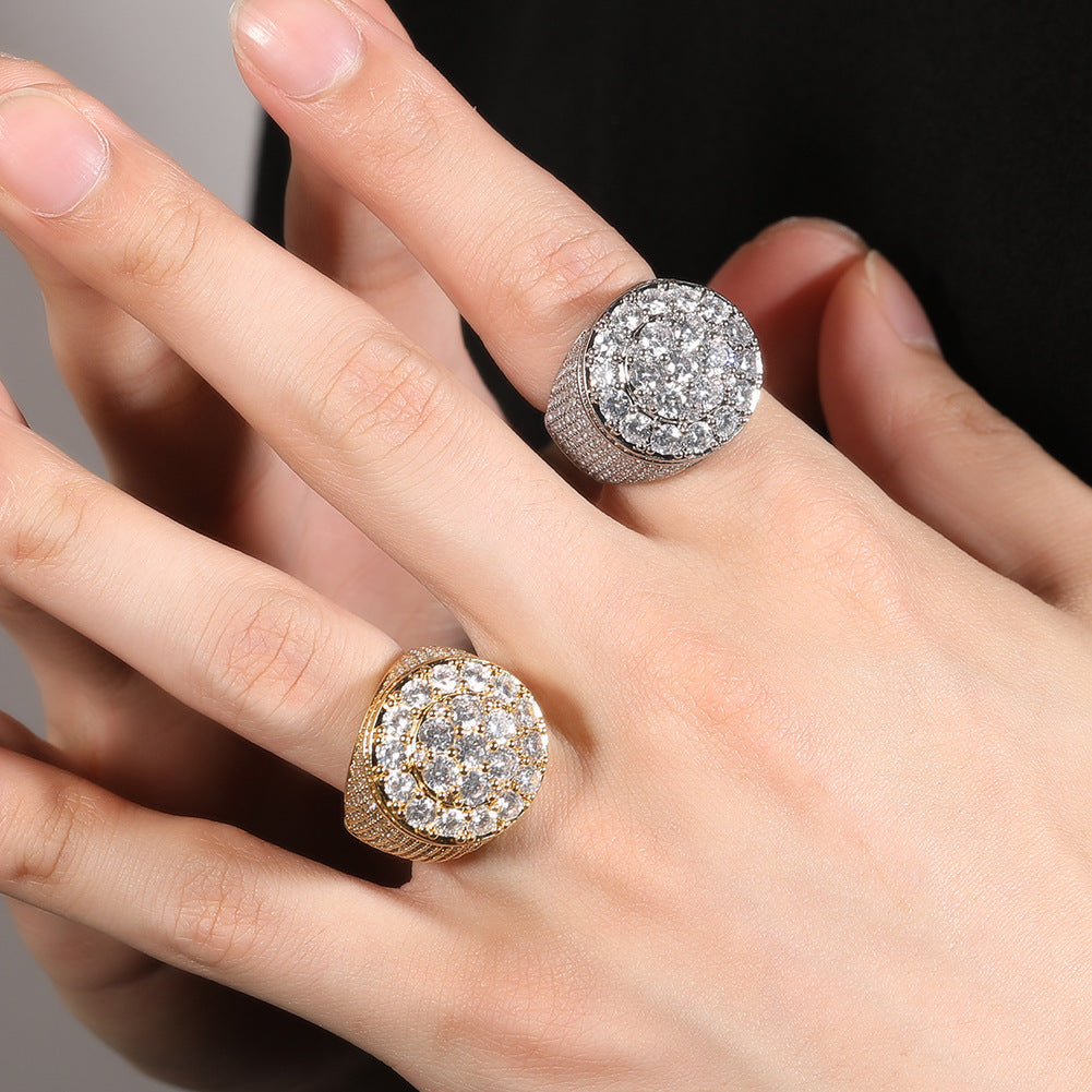 Dome‑Shaped Full‑Pave Wide Heavy‑Weight Hip‑Hop Men’s Ring