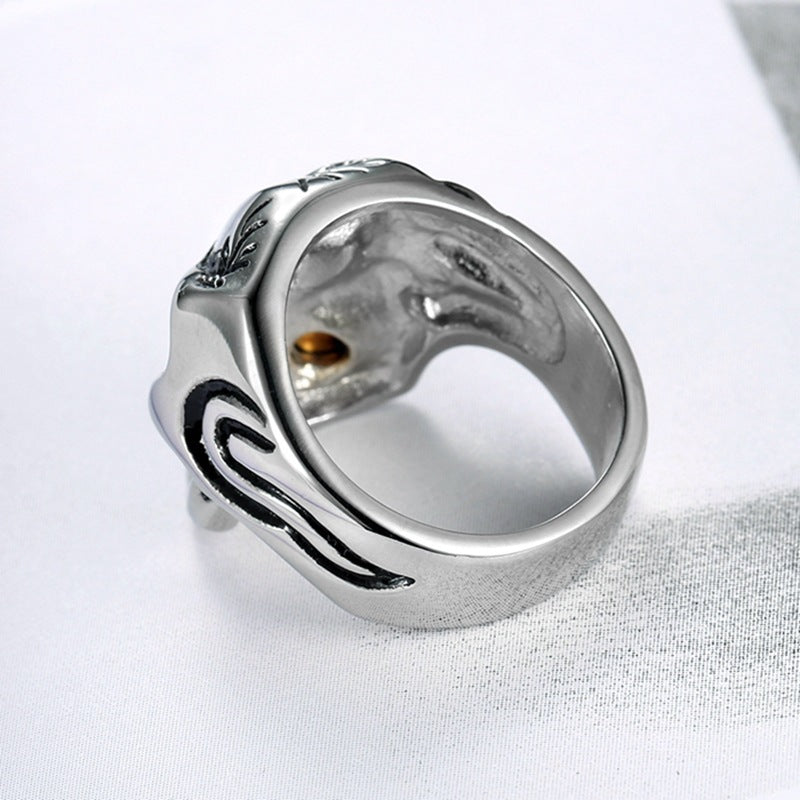 Diamond Skull Ring Cool Punk Mens Ring Halloween Fashion Jewelry