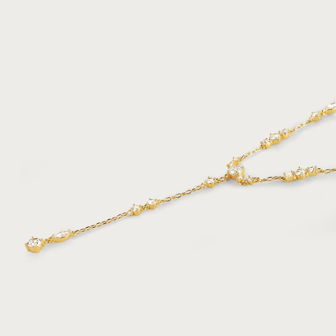 Diamond Y Drop Necklace Delicate Adjustable Lariat Chain Necklace For Women
