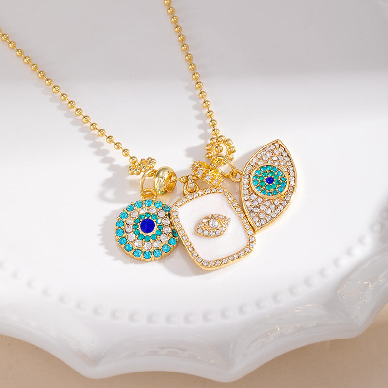 Evil Eye Diamond Necklace Women Luxury Minimalist Eye Pendant Collarbone Chain