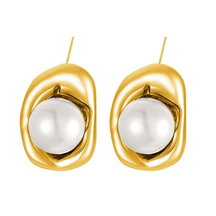 Irregular Wrapped Pearl Stud Earrings Minimalist Vintage Pendant Necklace Jewelry Set