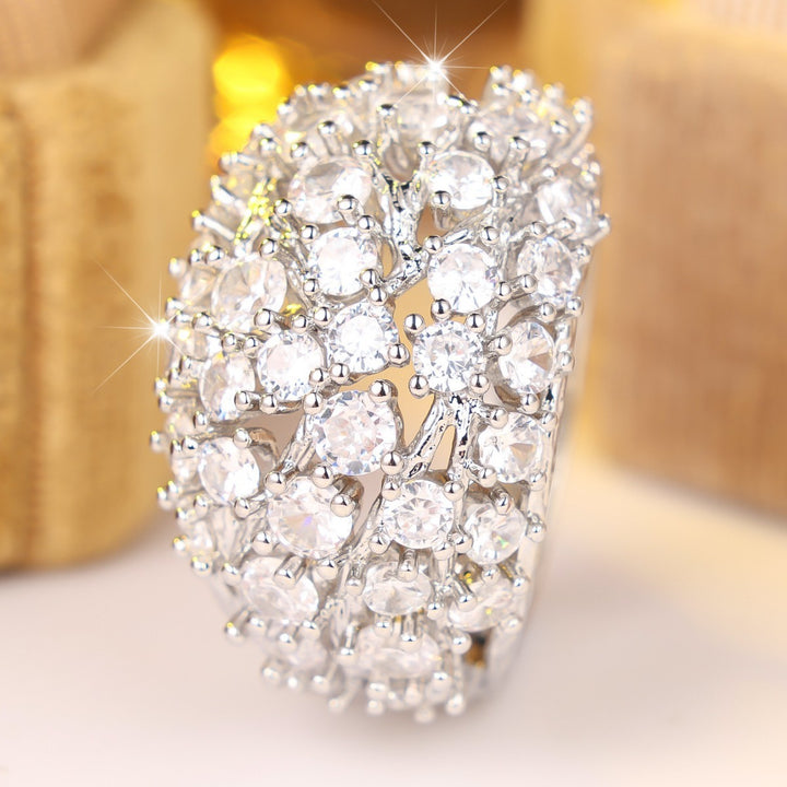 Multi Diamond Twig Wide Band Cocktail Ring Women Organic Branch Statement Ring Two Tone Jewelry