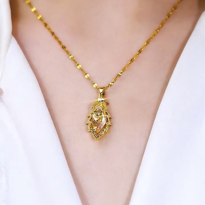 Marquise Diamond Pendant Jewelry Set Vintage Drop Earring And Necklace Bridal Statement Jewelry