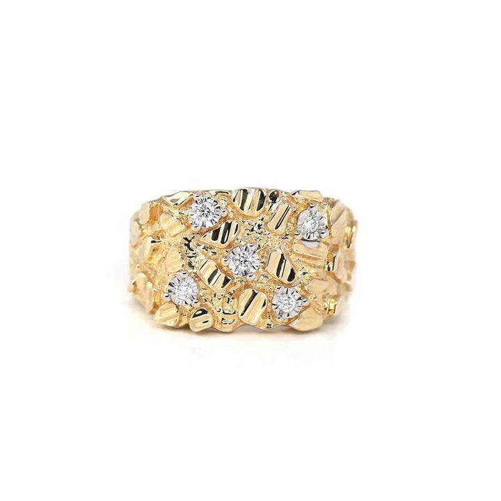 Vintage Textured Relief Paved Diamond Wide Band Ring Retro Chic Statement Ring