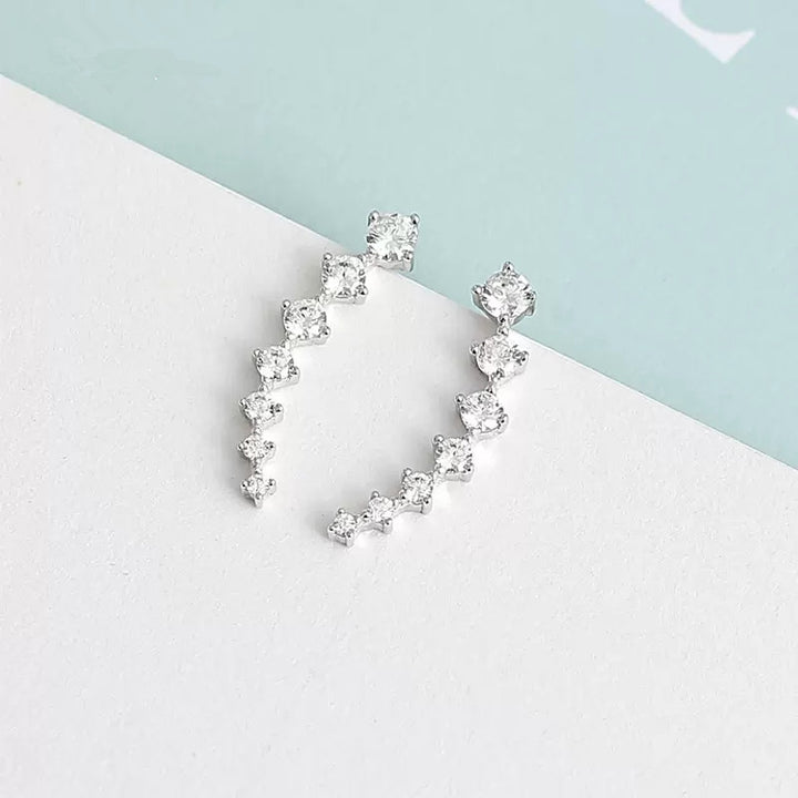 Curved Climber Earrings For Women Linear Diamond Ear Crawler Statement Ear Jewelry