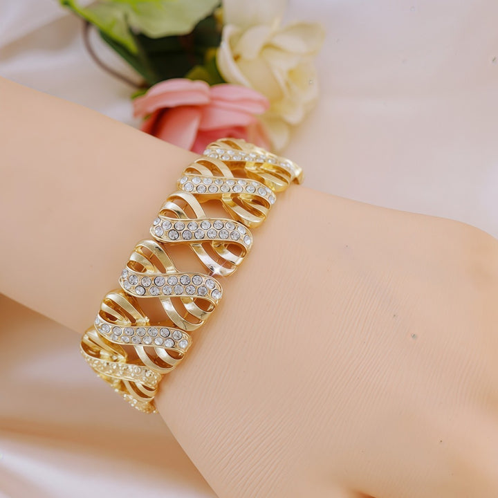 Diamond Twisted Interwoven Jewelry Set 4 Pcs Statement Necklace Bracelet Earring Ring Formal Wedding Bridal Jewelry For Women