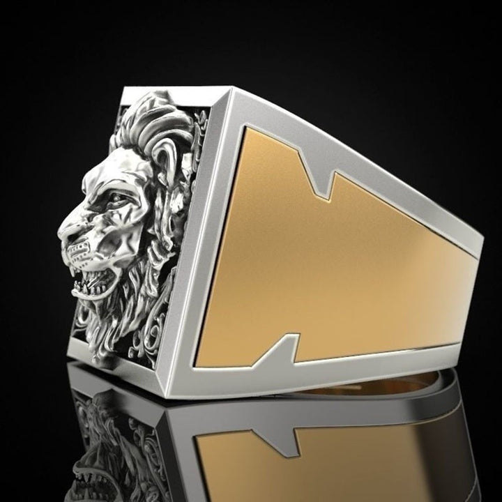 Wide Men’s Statement Ring With 3D Lion Relief & Hidden Secret Compartment