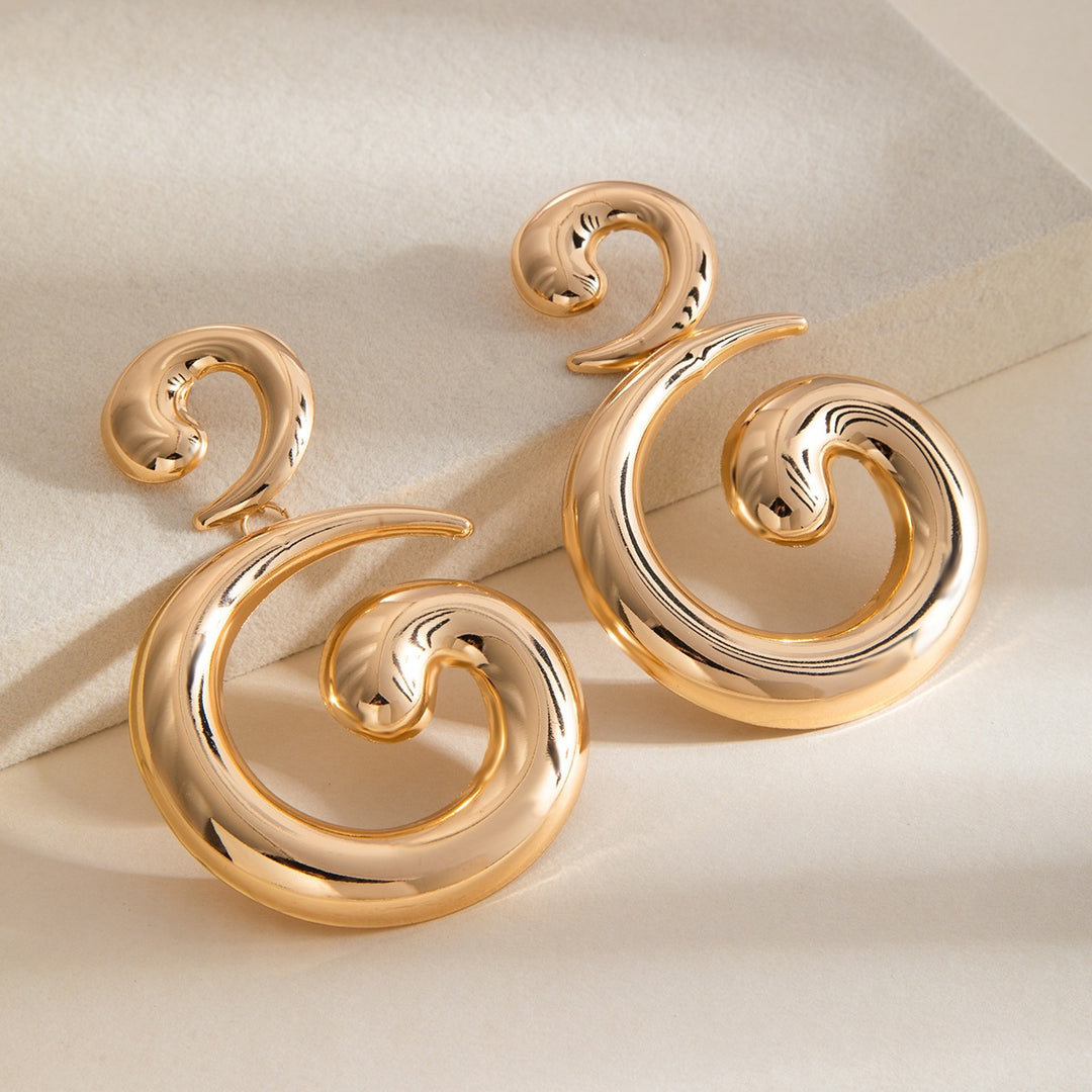 Abstract Spiral Jewelry Set Statement Necklace Earrings Open Ring 3 Pieces Set