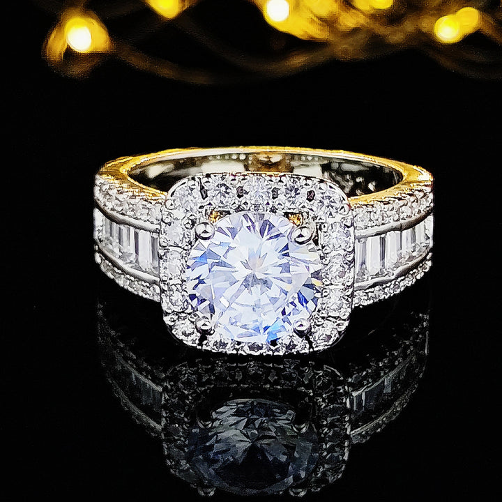 Round Cut Diamond Square Halo Engagement Ring Women Statement Wedding Promise Band Anniversary Fashion Jewelry