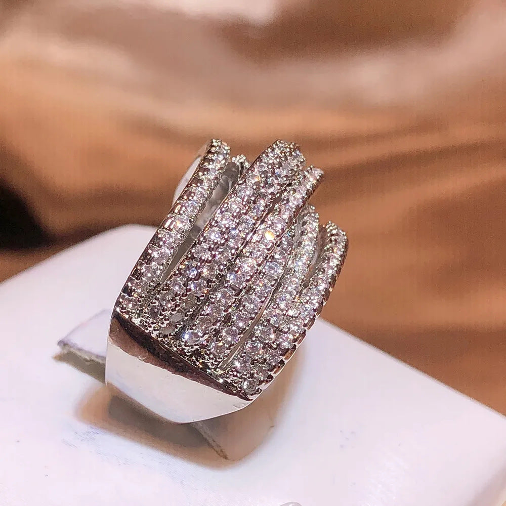 Hip Hop Geometric Multi-Layer Ring | Vintage Fashion Irregular Wrap Statement Ring