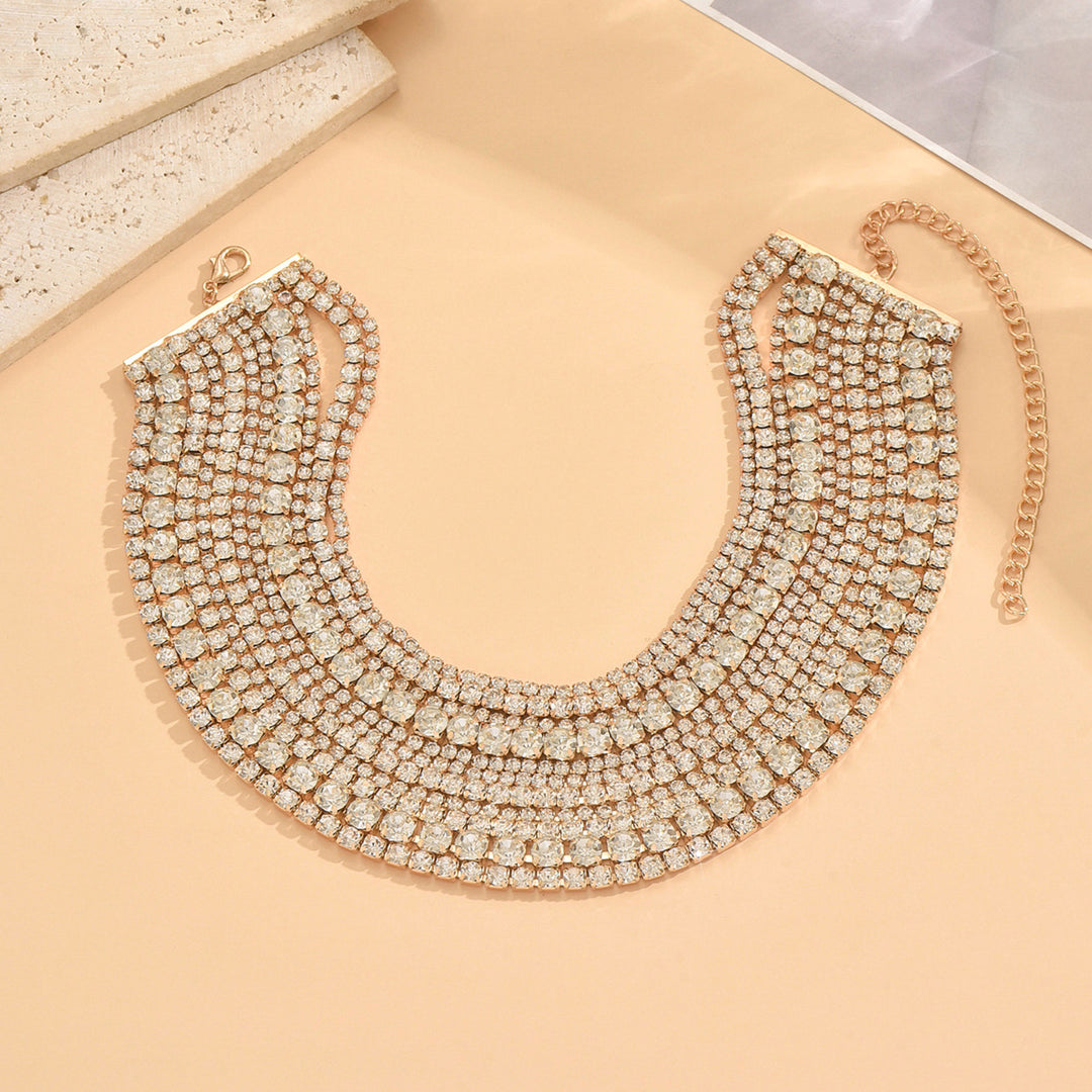 Multi Layer Rhinestone Choker Sparkling Statement Collar Necklace Glamour Evening Neck Jewelry Bold Party Wedding Bridal Neckpiece For Women