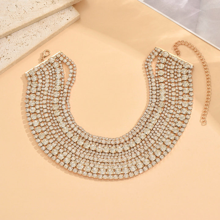 Multi Layer Rhinestone Choker Sparkling Statement Collar Necklace Glamour Evening Neck Jewelry Bold Party Wedding Bridal Neckpiece For Women