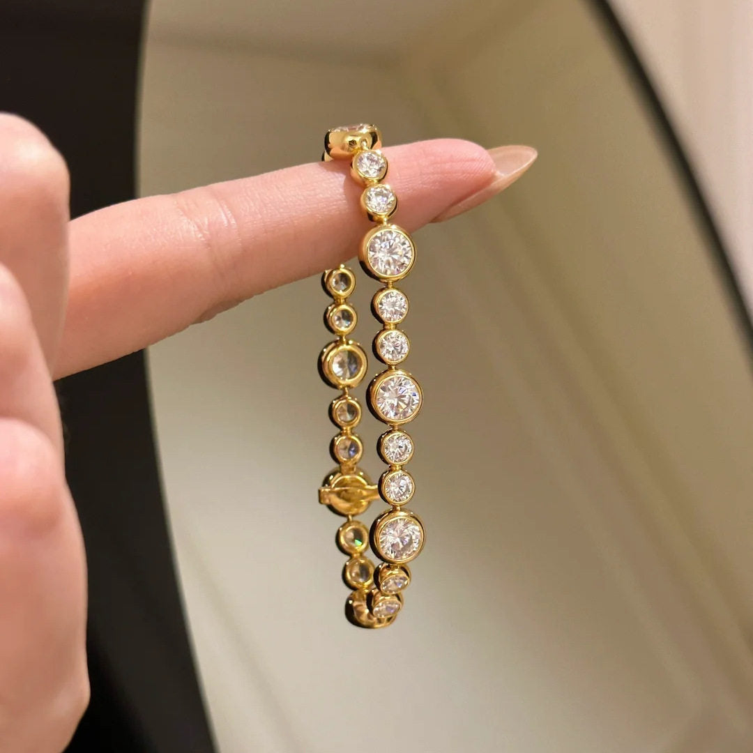 Bezel Set Round Diamond Tennis Bracelet Elegant Stackable Wrist Chain Dainty Luxury Daily Wedding Bridal Statement Jewelry Gift For Women