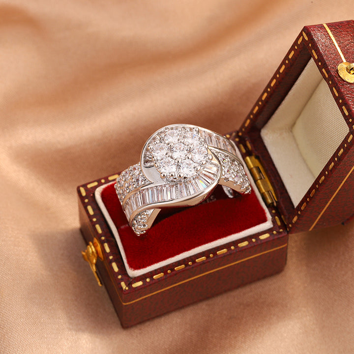 Twist Cluster Diamond Statement Ring For Women Wedding Engagement Party Luxury Cocktail Jewelry