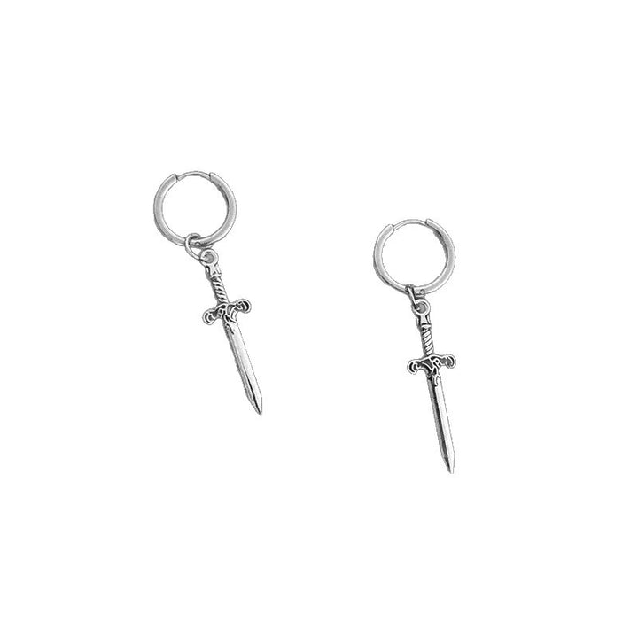 Vintage Dagger Sword Hoop Earrings Gothic Punk Drop Ear Jewelry