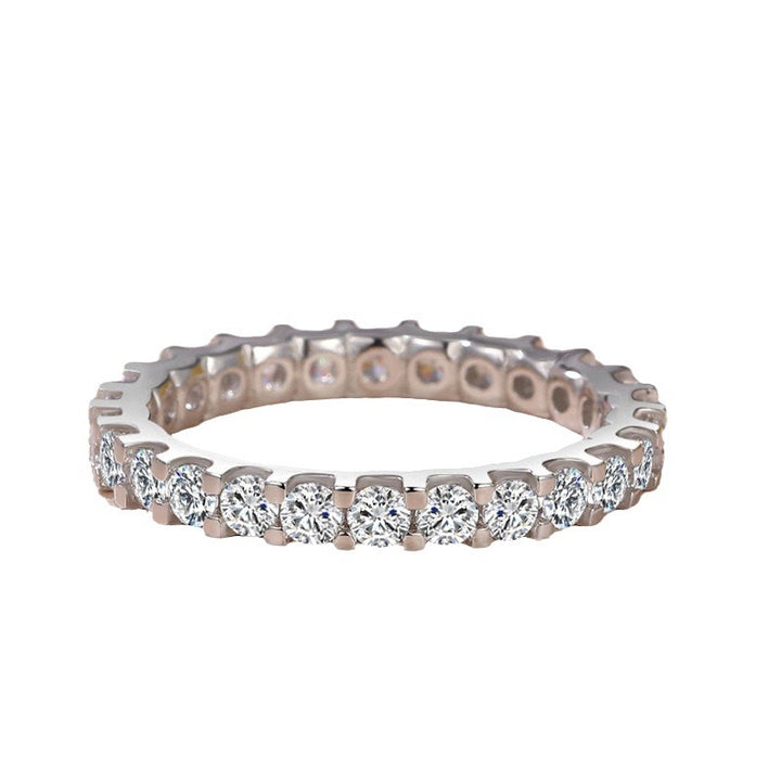 Full Eternity Diamond Band Ring Stackable Wedding Band Solid Silver & Solid Silver With 18K Gold Finish For Women