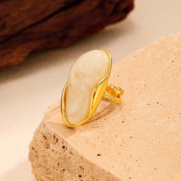 Vintage Irregular Acetate Open‑Band Ring Artistic Statement Women Ring