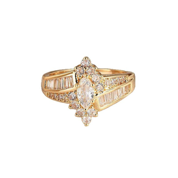 Marquise‑Center Cross‑Shank Diamond Ring, Luxurious Glamorous Engagement Ring For Women