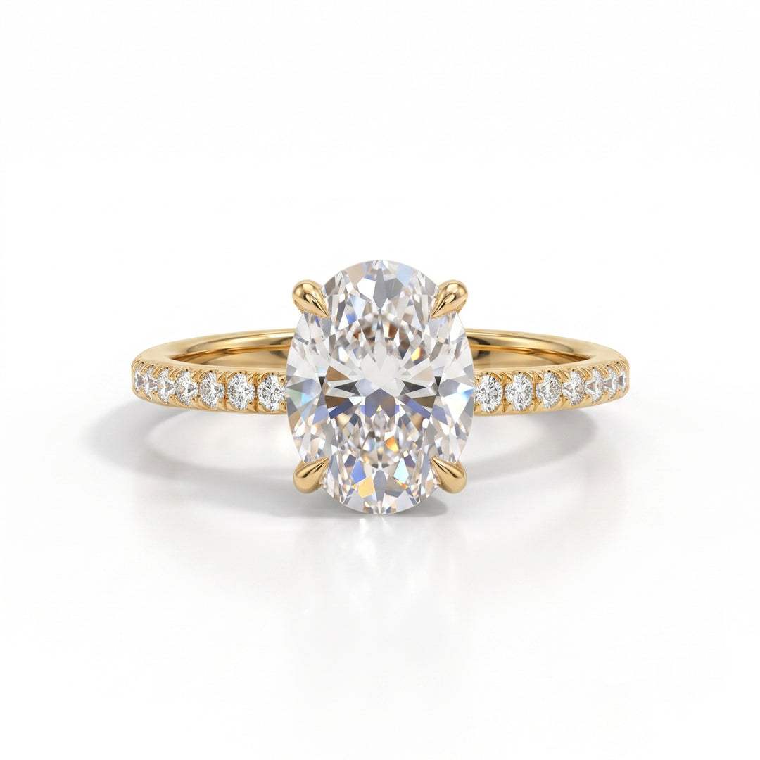 2 Piece Oval Diamond Bridal Ring Set Women Crown Curved Wedding Band Engagement Ring Set
